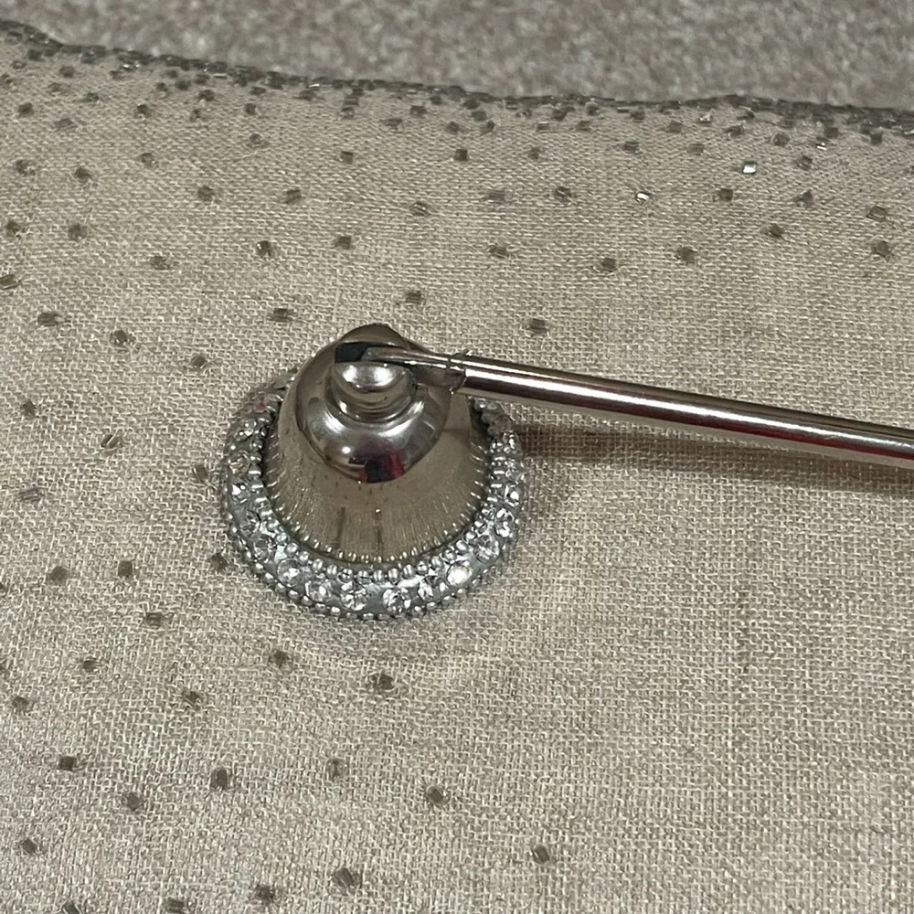 Silver Metal Candle Snuffer with Crystals